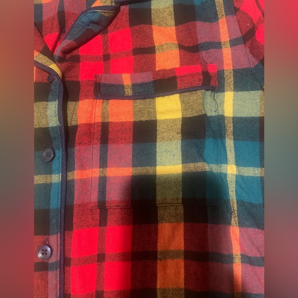 Hanna Andersson women’s Colorful Plaid flannel Button-Up nightshirt w/pockets - Picture 3 of 8